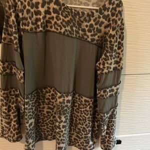 HEIMISH USA Leopard Patchwork Long Sleeve Top